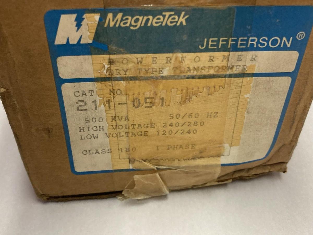 Used Magnetek,211-051,1-Phase Powerformer 500kVa 50/60Hz Class 180