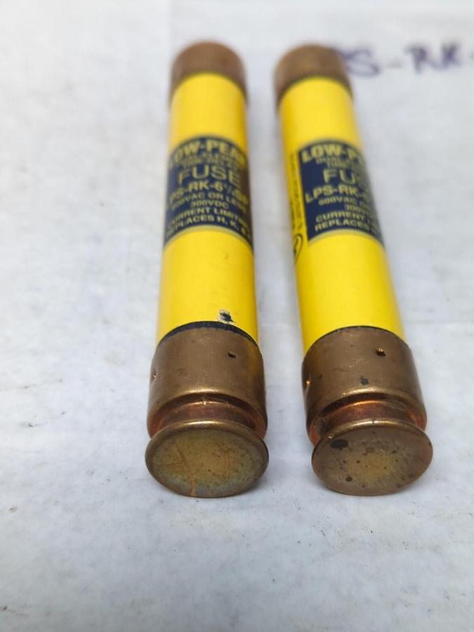 Used COOPER BUSSMANN,LPS-RK-6-1/4SP,LOW-PEAK 6-1/4 AMP FUSE LOT OF 2 PRE-OWNED
