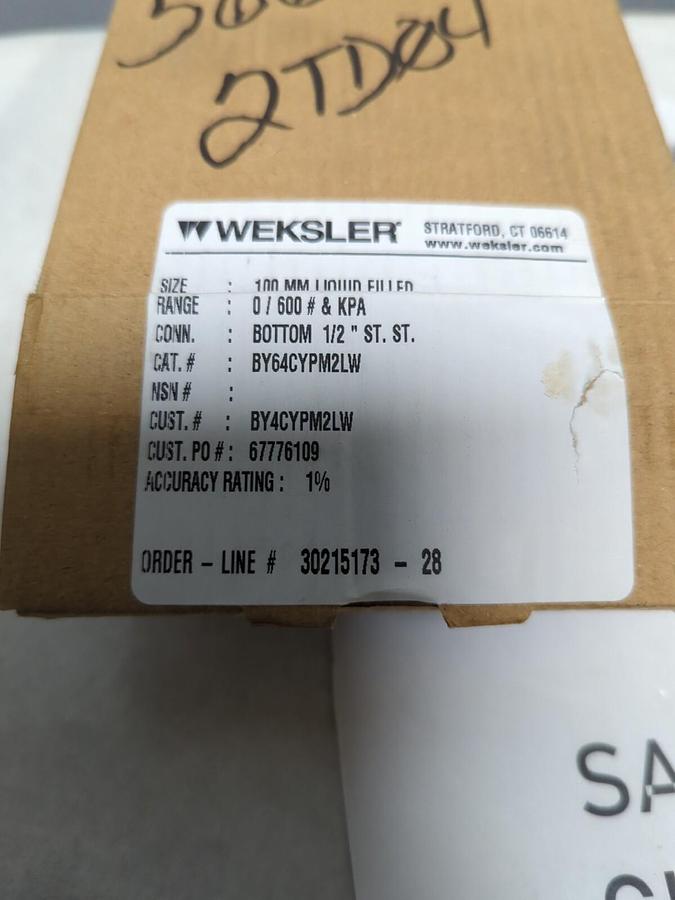 WEKSLER,BY4CYPM2LW,100 MM LIQUID FILLED GAUGE 1/2 IN NPT 0/600# & KPA NOS