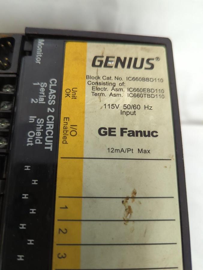 Used GE FANUC,IC660BBD110,GENIUS BLOCK I/O INPUT MODULE PRE-OWNED