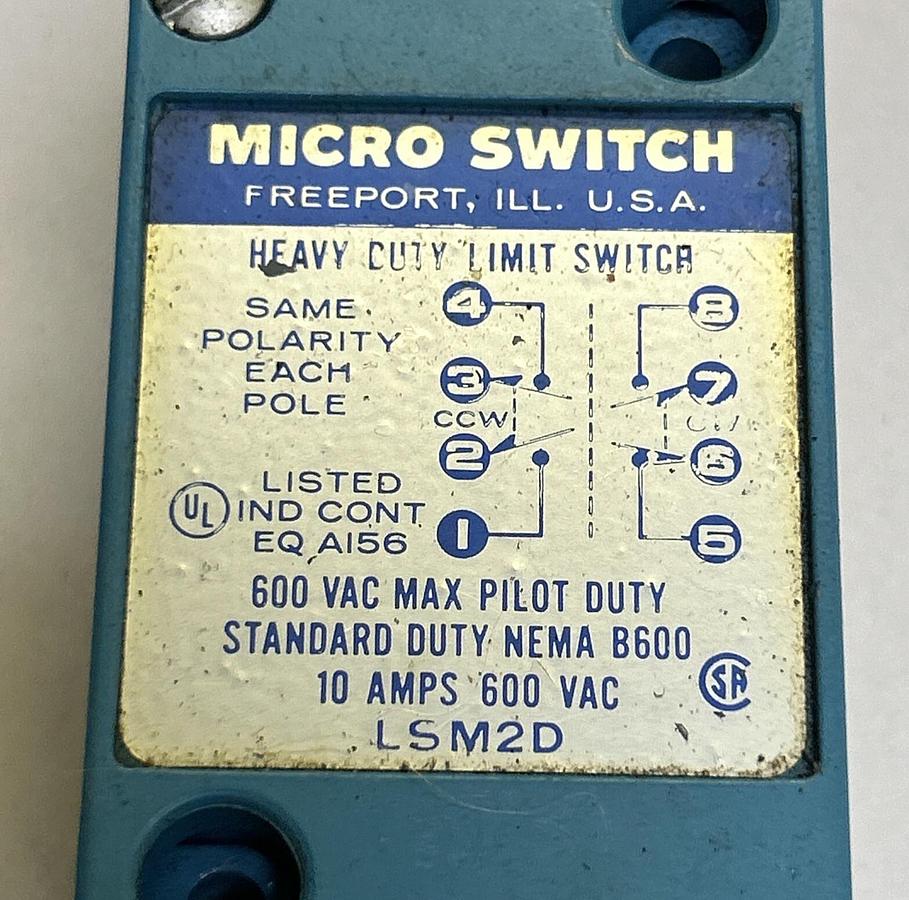 Used HONEYWELL MICRO SWITCH,LSM2D,LIMIT SWITCH