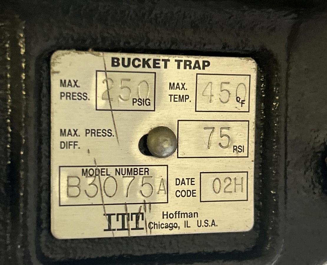 ITT HOFFMAN,B3075,BUCKET TRAP 75PSI NOS