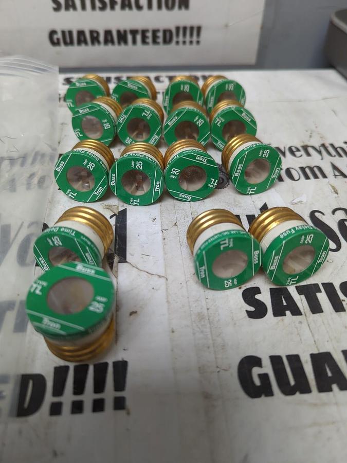 COOPER BUSSMANN,TL-25,TIME-DELAY CARTRIDGE FUSES LOT OF 16 NOS