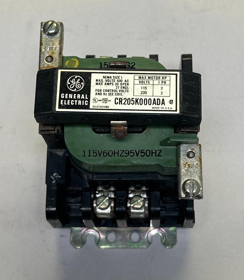 Used GENERAL ELECTRIC,CR205K000ADA,CONTACTOR SIZE 1 20A 600V