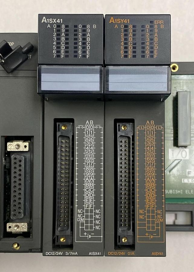 Used MITSUBISHI,A1SJHCPU,Rack W A1SX41 And A1SY41 Modules