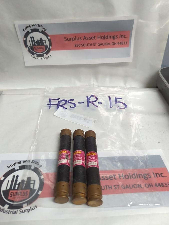 Used COOPER BUSSMANN,FRS-R-15,FUSETRON 15 AMP FUSE LOT OF 3 PRE-OWNED