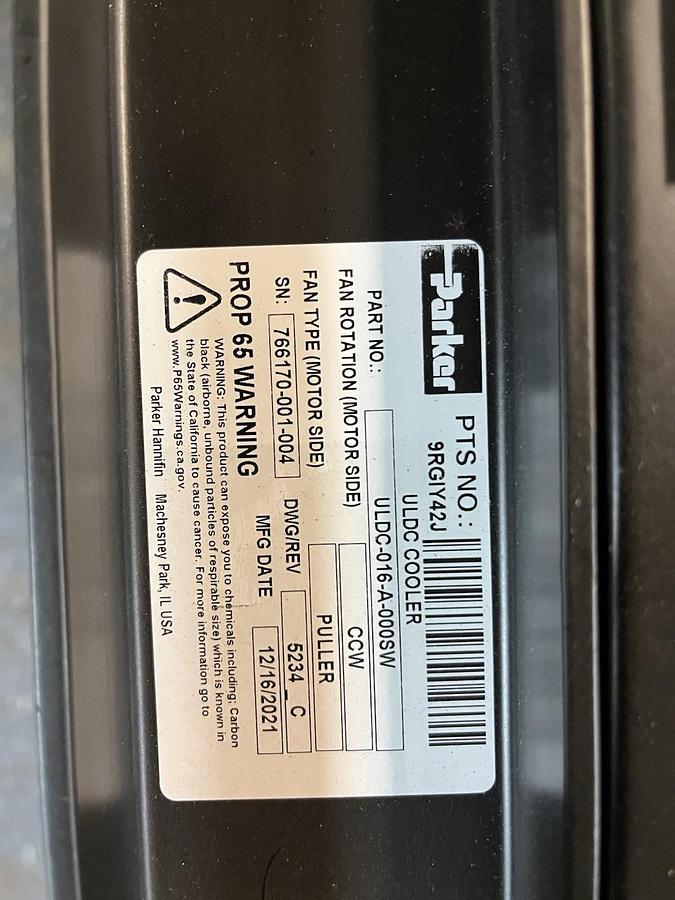 PARKER,ULDC-016-A-000SW,HYDRAULIC OIL COOLER 12VDC FAN