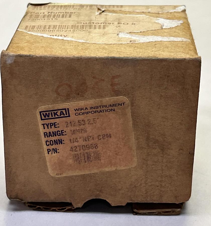 WIKA,21253,PRESSURE GAUGE 2.5INCH 5000PSI 1/4INCH NPT NOS