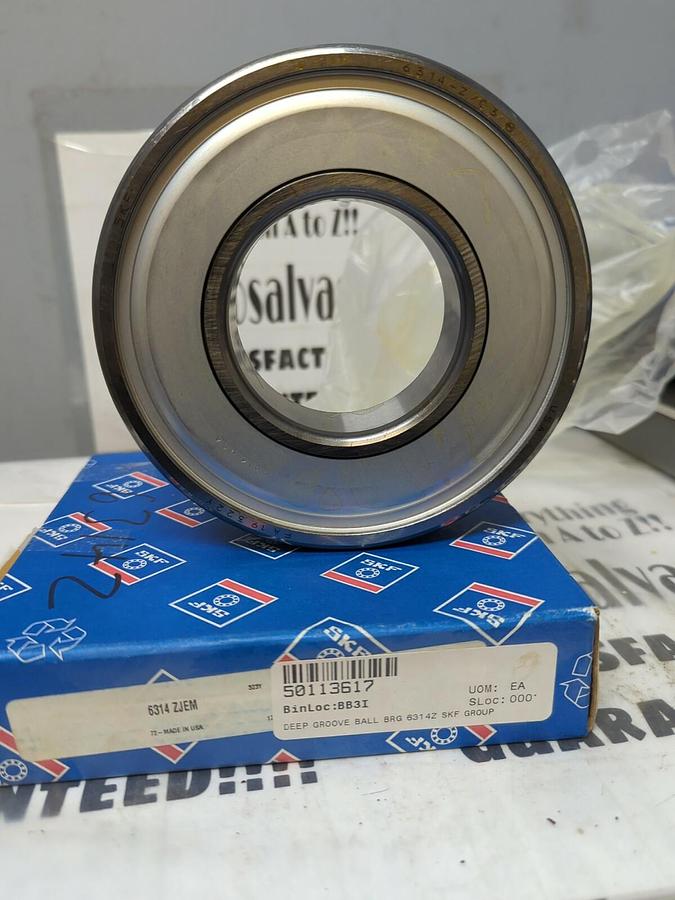 SKF,6314 ZJEM,SINGLE SHIELD DEEP GROOVE BALL BEARING NOS