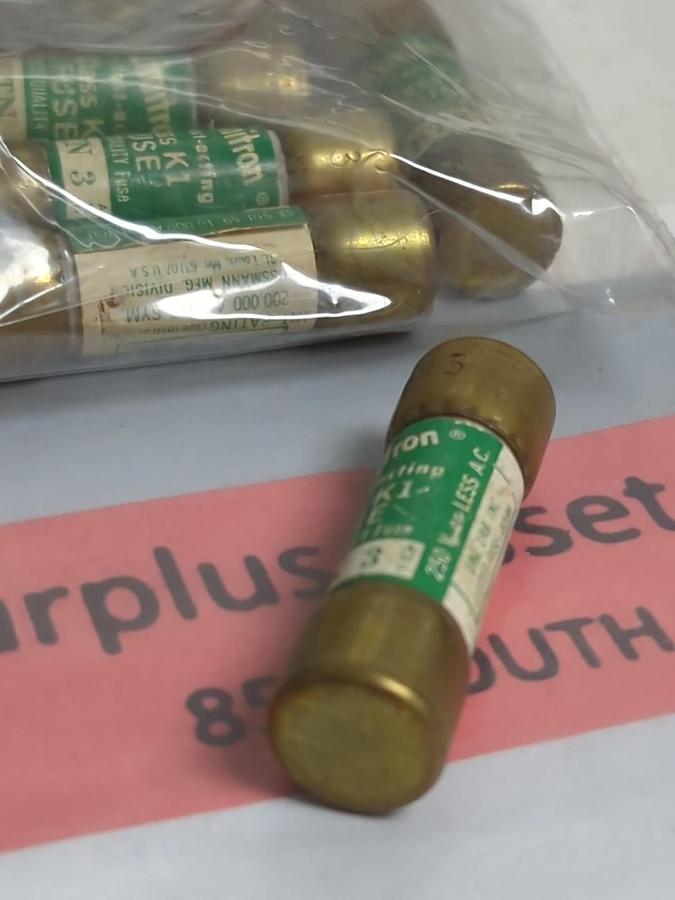 Used COOPER BUSSMANN,KTN3,LIMITRON 3 AMP FUSE LOT OF 24 PRE-OWNED