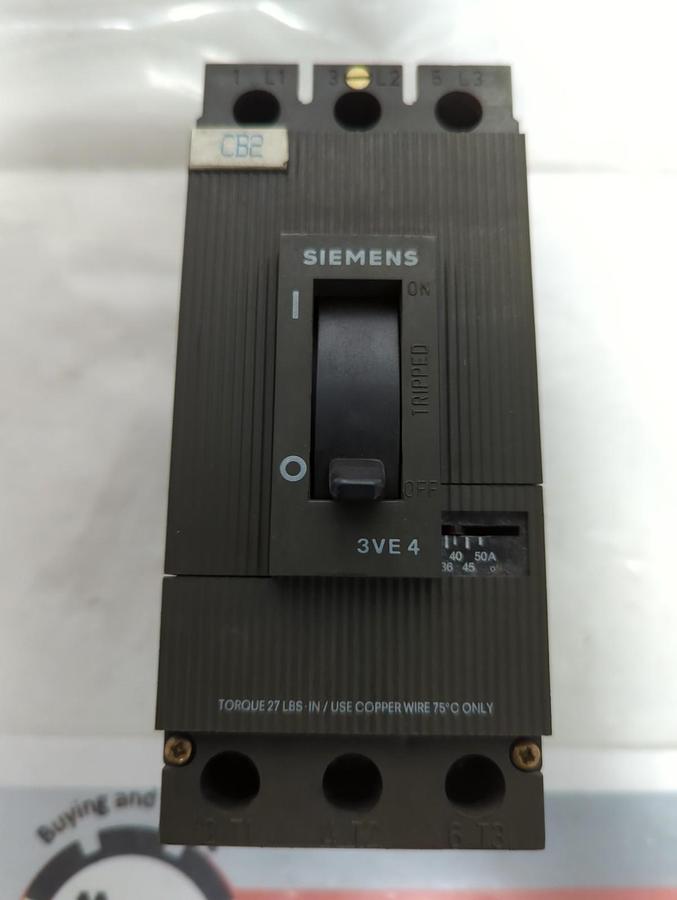 Used SIEMENS,3VE4200-0CS00,CIRCUIT BREAKER 36-50 AMP 600VAC PRE-OWNED