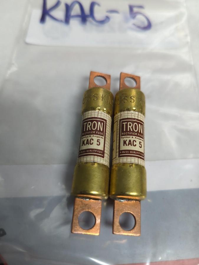 Used COOPER BUSSMANN,KAC-5,TRON 5 AMP FUSE LOT OF 2 PRE-OWNED