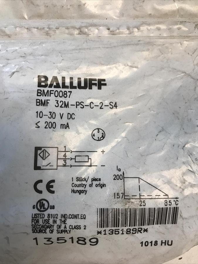 Used Balluff,BMF 32M-PS-C-2-S4,Magnetic Sensor 10-30VDC 200mA Lot Of 3 NOS