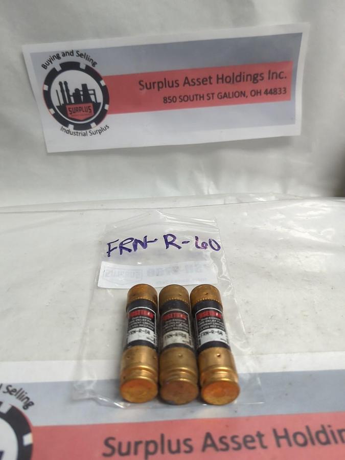 Used COOPER BUSSMANN,FRN-R-60,FUSETRON 60 AMP FUSE LOT OF 3 PRE-OWNED