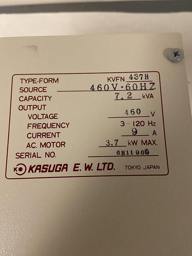 Kasuga,KVFN-437H,Transistor Inverter 460V 7.2kVA 9A