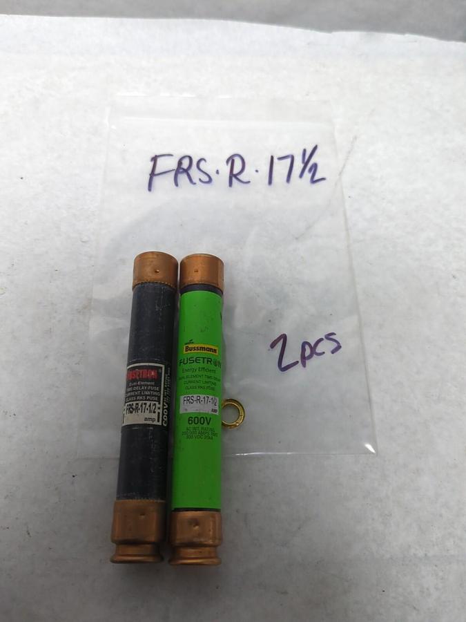 Used COOPER BUSSMANN,FRS-R-17-1/2,FUSETRON 17-1/2 AMP FUSE LOT OF 2 PRE-OWNED