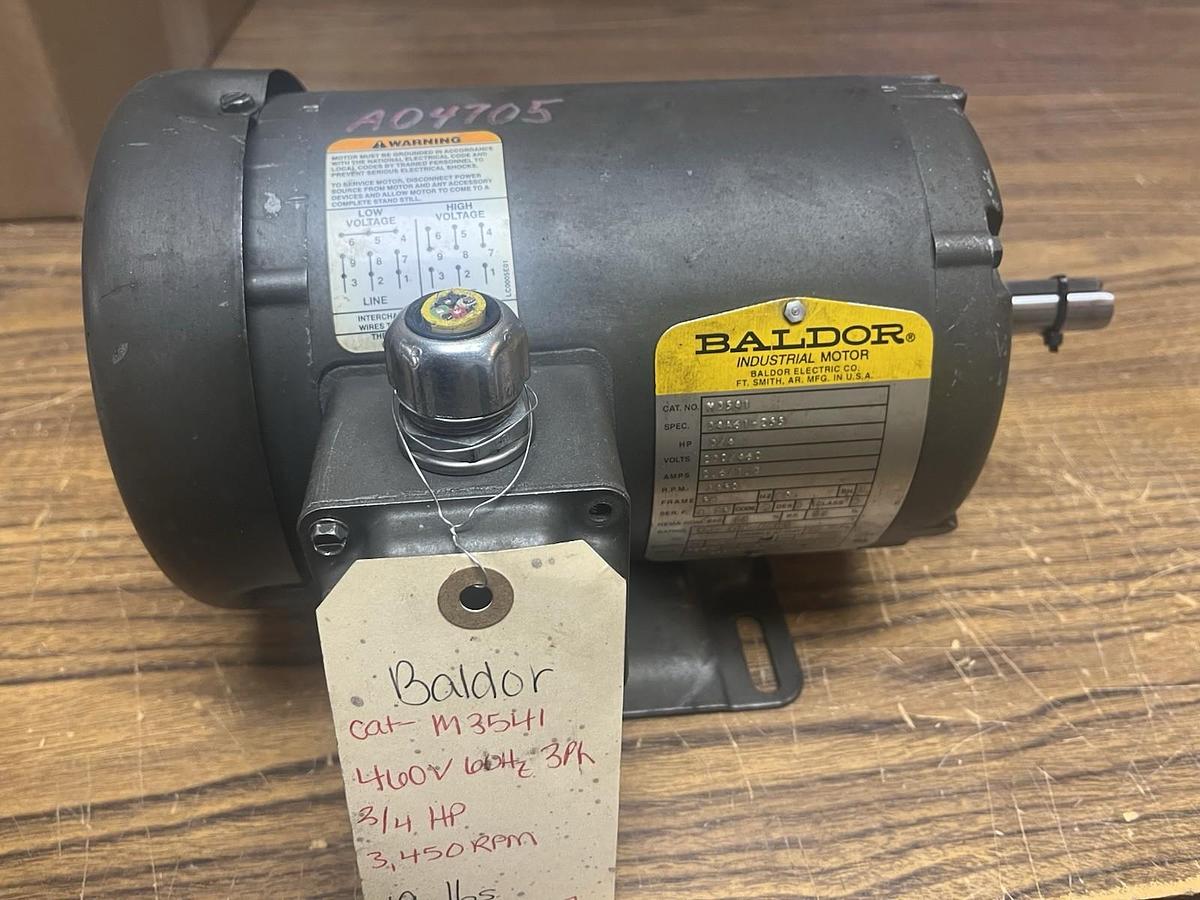 Used BALDOR,M3541,MOTOR 3/4HP 3450RPM 56 3PH