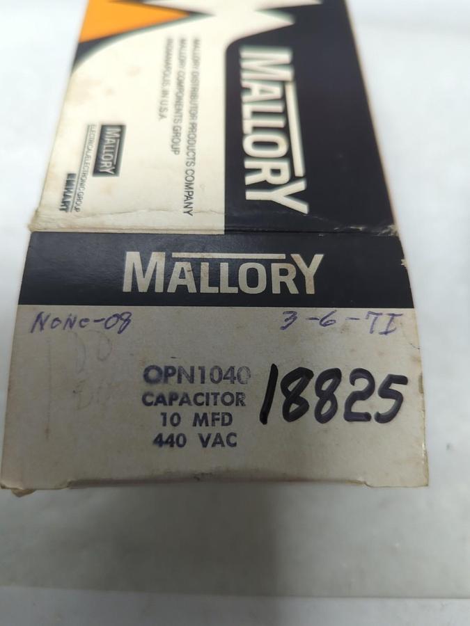 MALLORY,OPN1040,CAPACITOR 10 MFD 440 VAC NOS