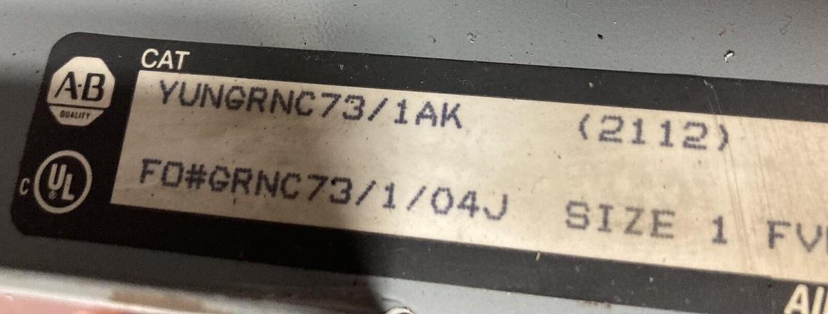 Used Allen-Bradley,2100 2112,Size 1 Fused MCC 12 Inch Starter Bucket