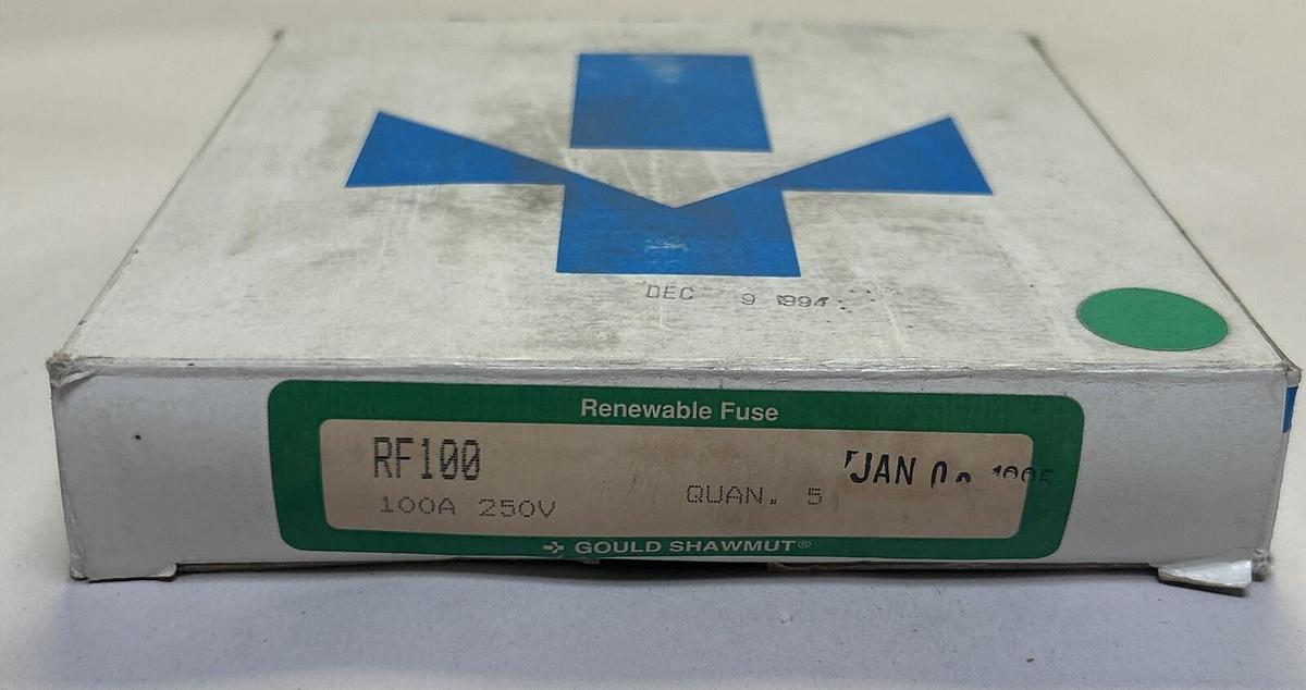 GOULD SHAWMUT,RF100,RENEWABLE FUSE 100A 250V LOT OF 5 NEW