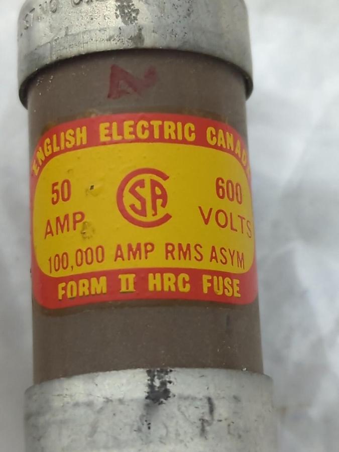 Used ENGLISH ELECTRIC,CIS50,BOLT ON FUSE 50 AMP 600V LOT OF 10 PRE-OWNED