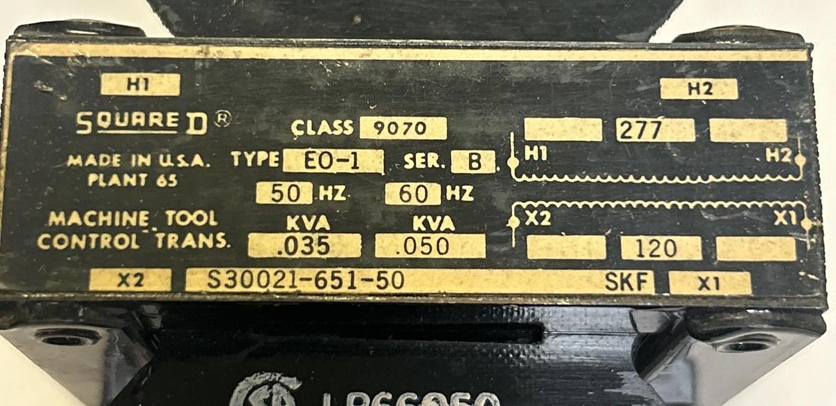 Used SQUARE D,9070E0-1,TRANSFORMER .035/.050KVA