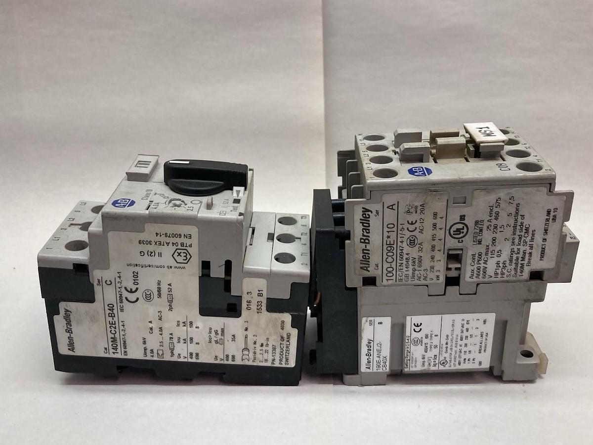 Used Allen-Bradley,140M-C2E-B40,Protector Circuit Breaker w/100-C09E*10 Contactor