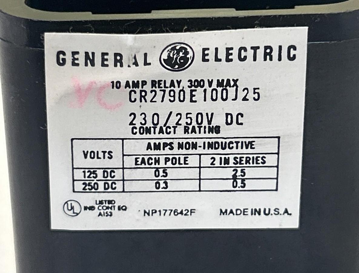 Used GENERAL ELECTRIC,CR2790E100J25,GENERAL PURPOSE RELAY 10A 300V