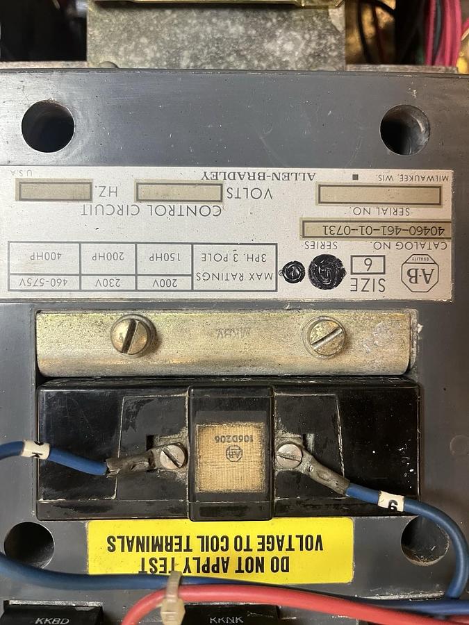 Used ALLEN BRADLEY,40460-461-01-0731,SIZE 6 STARTER 480V 400HP COIL 90VDC