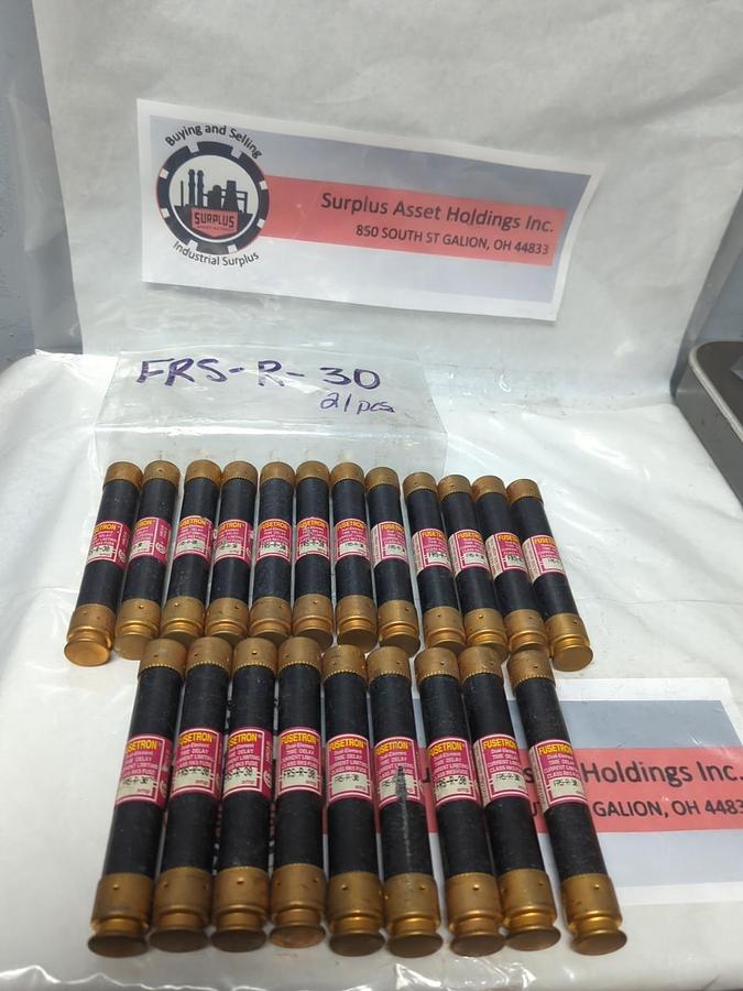 Used COOPER BUSSMANN,FRS-R-30,FUSETRON 30 AMP FUSE LOT OF 21 PRE-OWNED
