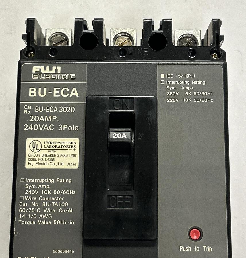 Used FUJI ELECTRIC,BU-ECA3020,CIRCUIT BREAKER 20A 240V 3P