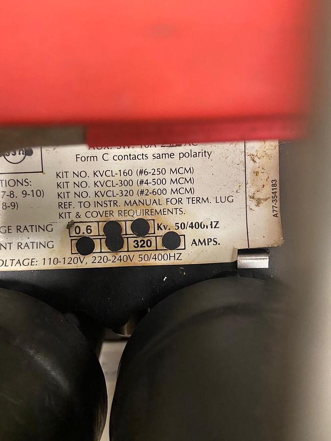 Used Joslyn Clark,USAVAC,Reversing Vacuum Contactor 600V 320A