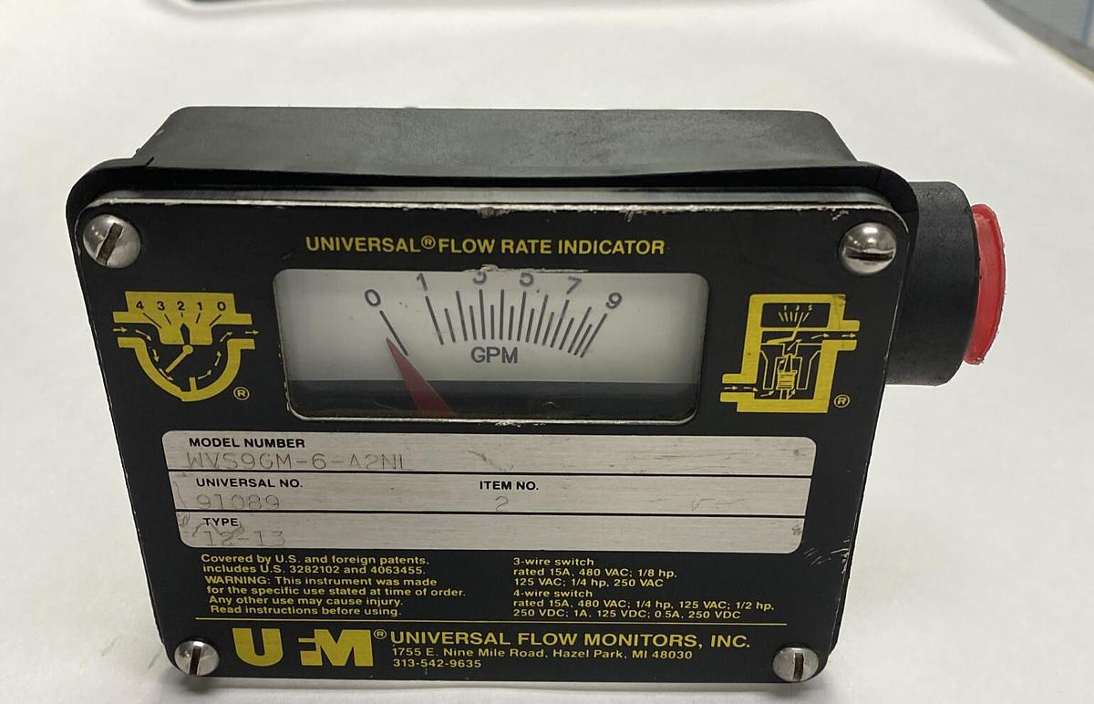 UNIVERSAL,WVS9GM-6-A2NL,FLOW RATE INDICATOR NOS