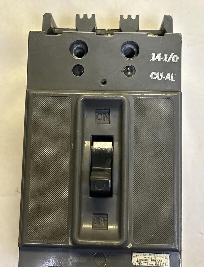 Used WESTINGHOUSE,HF3100,CIRCUIT BREAKER 100A 600V 3P