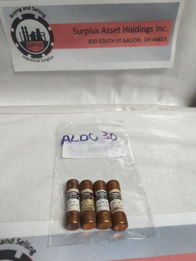 Used LITTELFUSE,ALDC30,DC CIRCUIT 30 AMP FUSE ONE-TIME 60 AMP FUSE LOT OF 4 PRE-OWNED