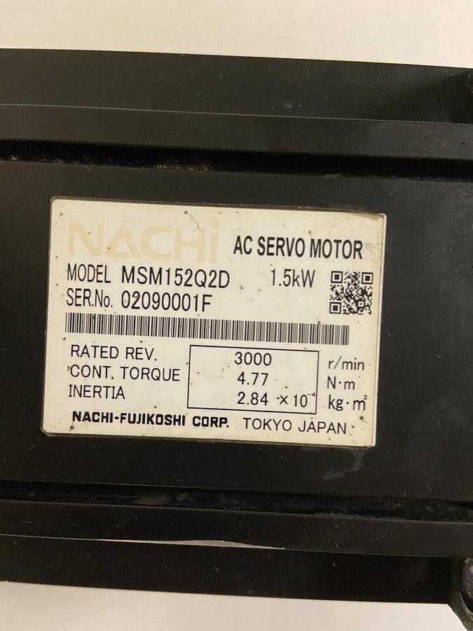 Used Nachi,MSM152Q2D,Servo Motor 3000RPM 1.5kW 4.77Nm