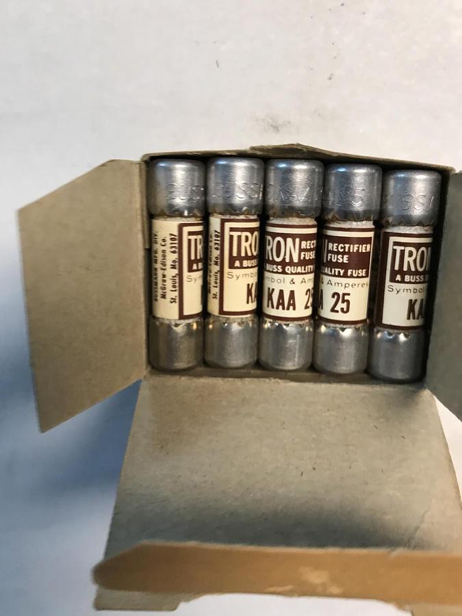 Bussmann,KAA 25,Tron Rectifier Fuse NOS Box of 10 Lot of 2 boxes