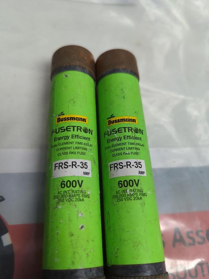 Used COOPER BUSSMANN,FRSR35,FUSETRON 35 AMP FUSE LOT OF 2 PRE-OWNED