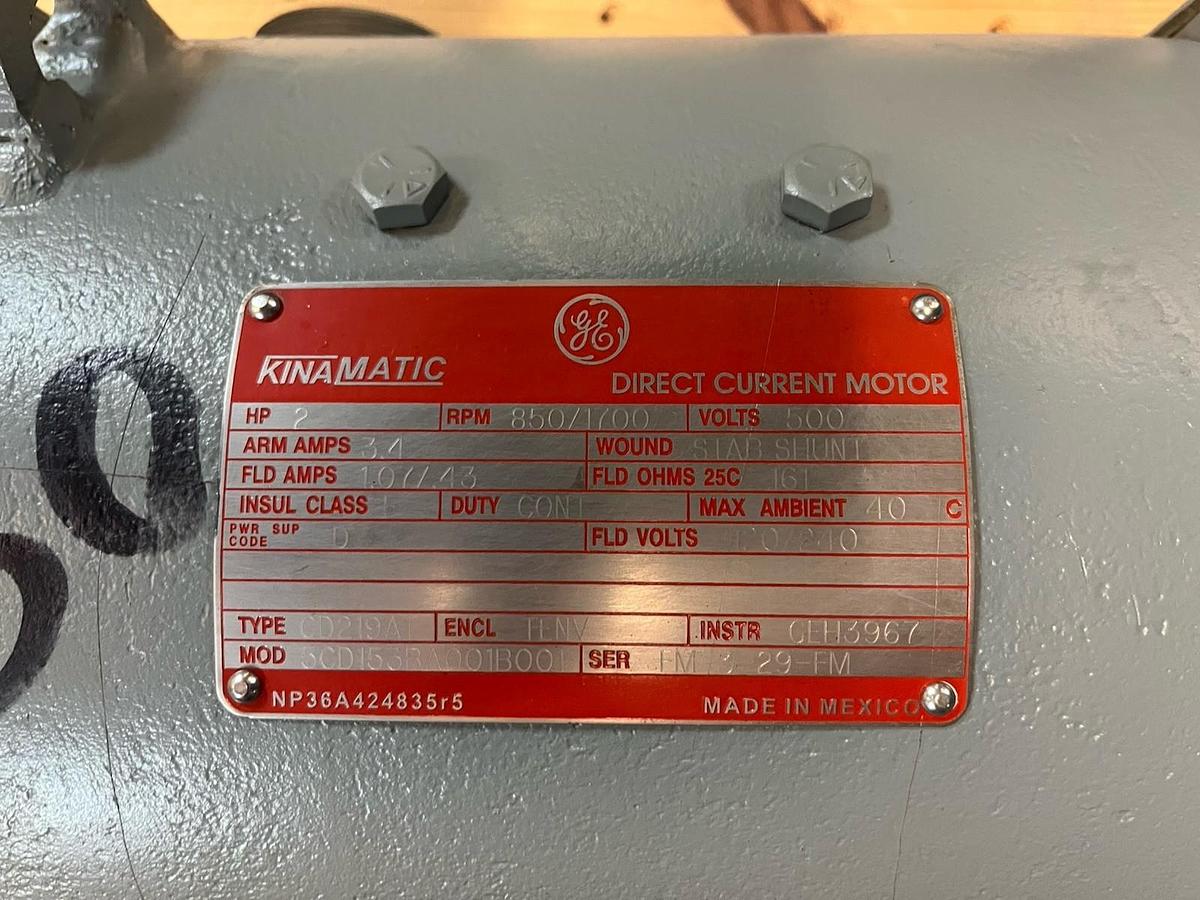 Used GE,5CD153BA001B001,KINAMATIC DC MOTOR 2HP 850/1700RPM 500VDC CD219AT