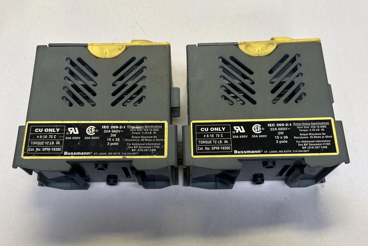 Used BUSSMANN,OPM-1038C,OVERCURRENT PROTECTION MODULE LOT OF 2
