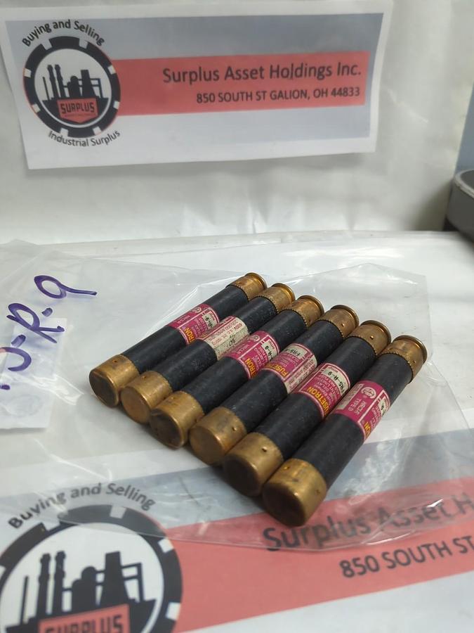 Used COOPER BUSSMANN,FRS-R-9,FUSETRON 9 AMP FUSE LOT OF 6 PRE-OWNED