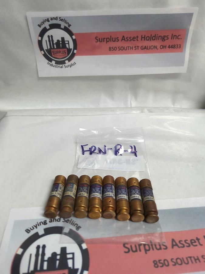 Used COOPER BUSSMANN,FRN-R-4,FUSETRON 4 AMP FUSE LOT OF 8 PRE-OWNED