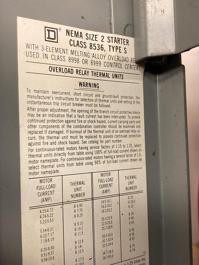 Used Square D,8998-ED401,Size 2 MCC Starter Bucket 25Hp 420V