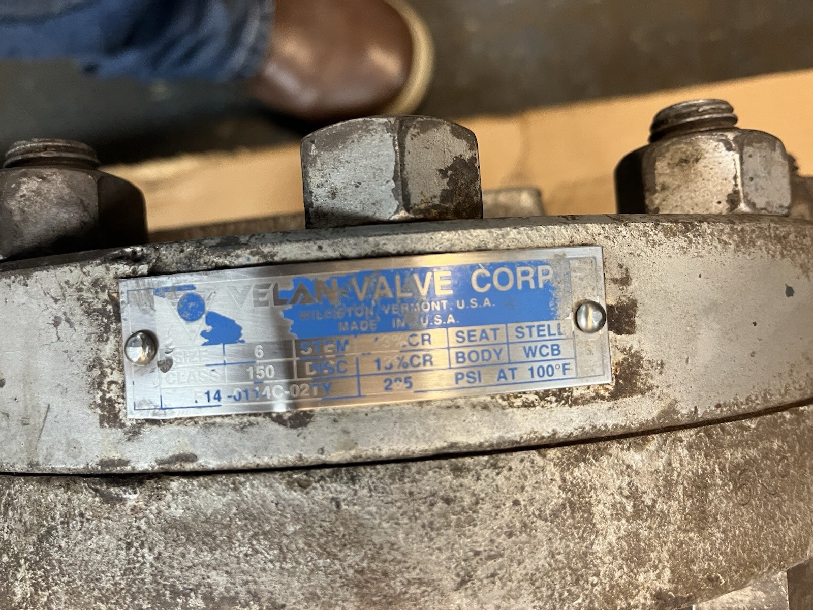 Used VELAN VALVE,F14-0114C-02TY,6" SWING CHECK VALVE CLASS 150