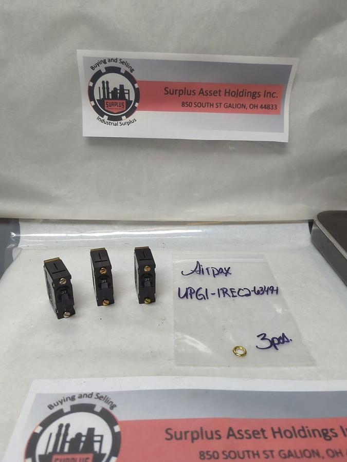 Used AIRPAX,UPG1-1REC2-6349-1,CIRCUIT BREAKER 3 AMP LOT OF 3 PRE-OWNED