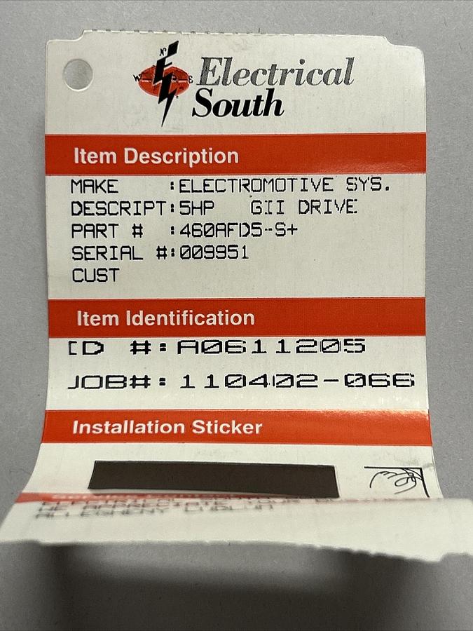 Used ELECTROMOTIVE,460AFD5-S+ GII,DRIVE 5HP REFURBISHED