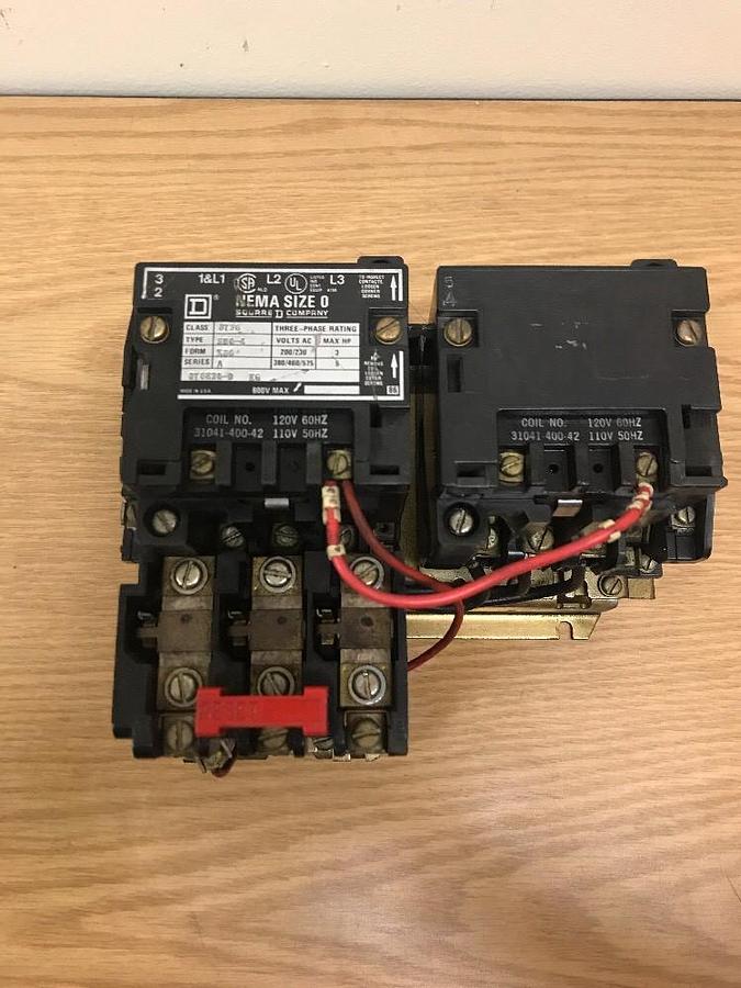 Used SQUARE D,8736SB04,NEMA SIZE 0 REVERSING STARTER