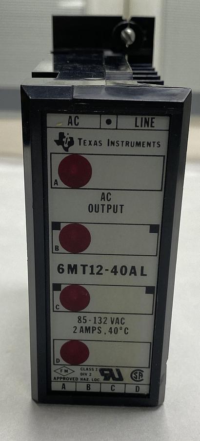 Used Texas Instrument,6MT12-40AL,Output Module 85-135V 2A