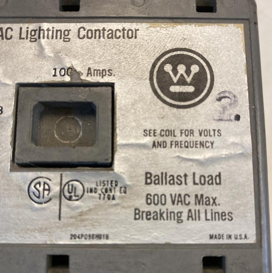 Used Westinghouse,A202K3CAZ,100 Amp 600V AC Lighting Contactor Style 1254C31G13