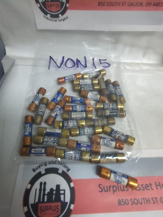 Used COOPER BUSSMANN,NON-15,ONE-TIME FUSE 15 AMP LOT OF 30 PRE-OWNED